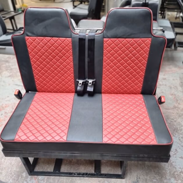 3/4 Rock & Roll Bed VW T4 T5 T6 Transit Vivaro Seatbelts Gas Strut Maroon& Black