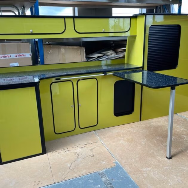 ASSEMBLED Camper Van Furniture VW Transporter T5 T6 LWB lightweight LIME GREEN