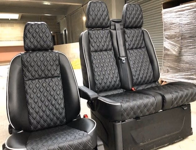 Bentley Style Ford Transit Custom Fully Upholstered 2+1 Matching Front Seats