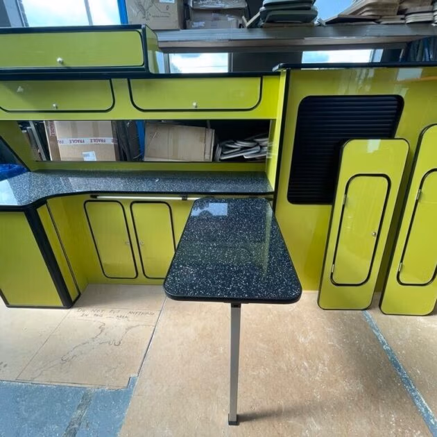 GLOSS LIME GREEN T5 T6 VW Transporter LWB Kitchen Furniture For Camper Van