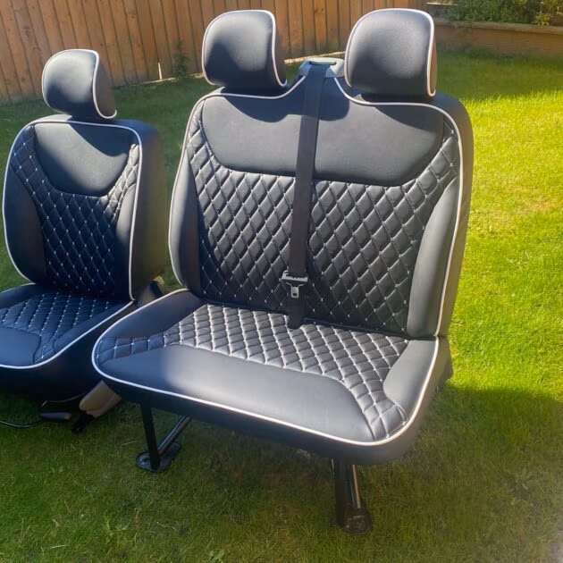Premium Vauxhall Vivaro Trafic Fully Upholstered 2+1 Matching Front Seats Piping