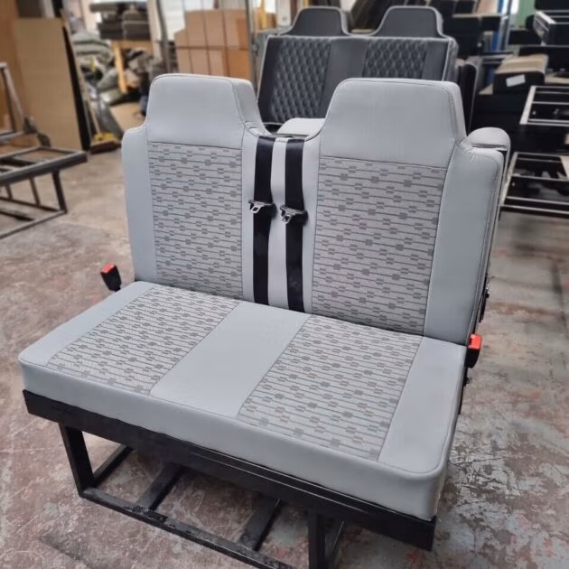 Rock N & Roll Bed VW T4 T5 T6 Transit Vivaro Trafic Seatbelts Inka fabric bed