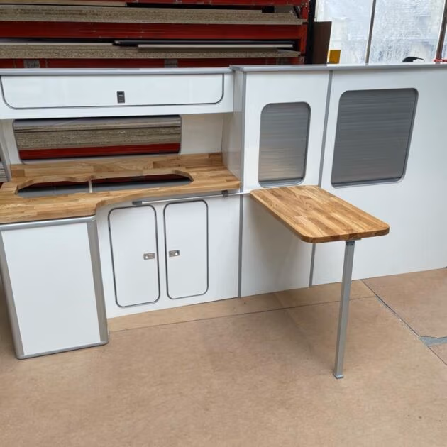 VW T5 T6 LWB Kitchen Furniture Unit Assembled Camper Van Lightweight Ply OAK TOP