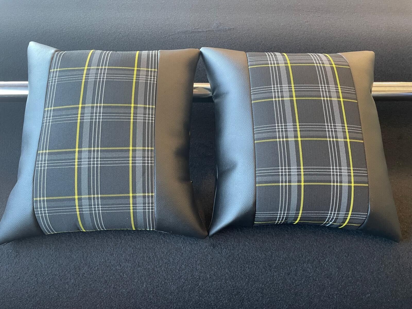 2x Scatter Cushions for Rock & Roll Beds (45cm x 45cm) GTI Tartan Yellow - Image 3