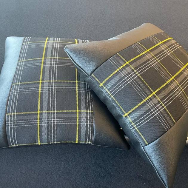 2x Scatter Cushions for Rock & Roll Beds (45cm x 45cm) GTI Tartan Yellow
