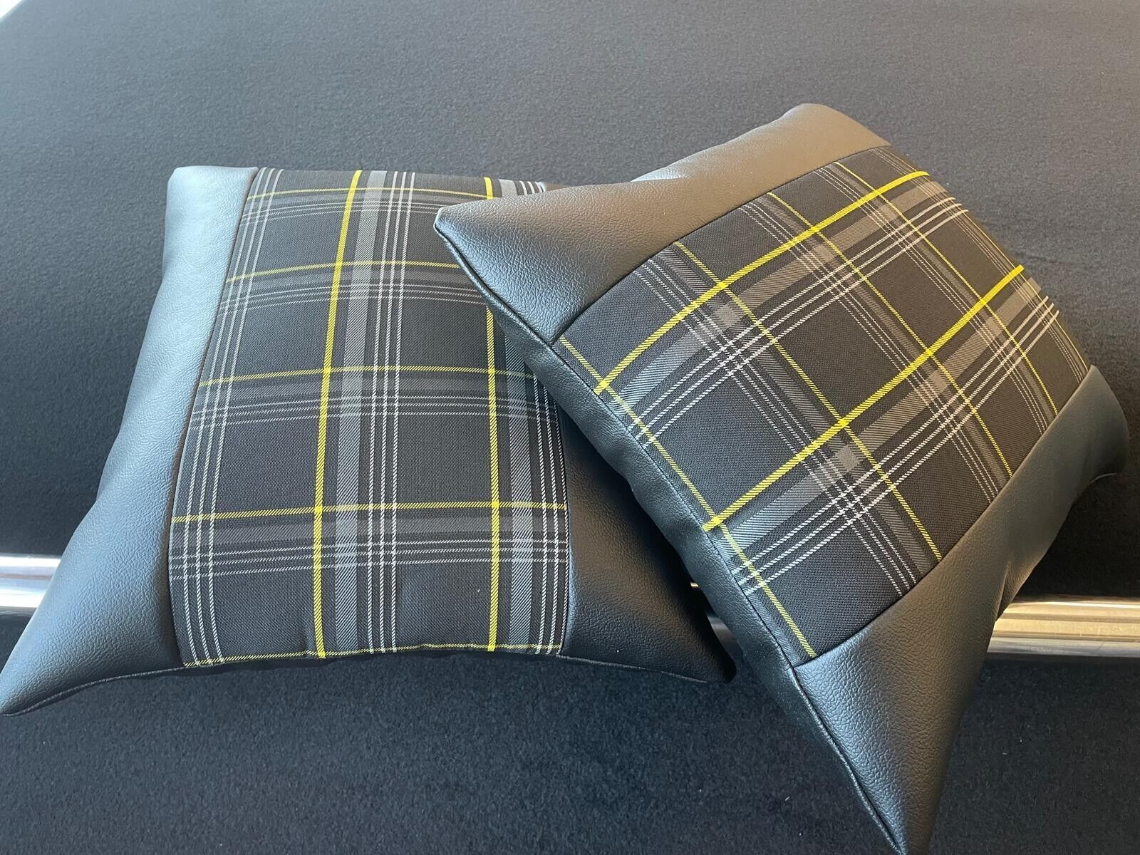 2x Scatter Cushions for Rock & Roll Beds (45cm x 45cm) GTI Tartan Yellow