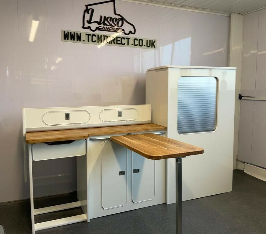Assembled Ford Custom Vivaro Trafic Vito SWB Furniture Camper Pod OAK worktop