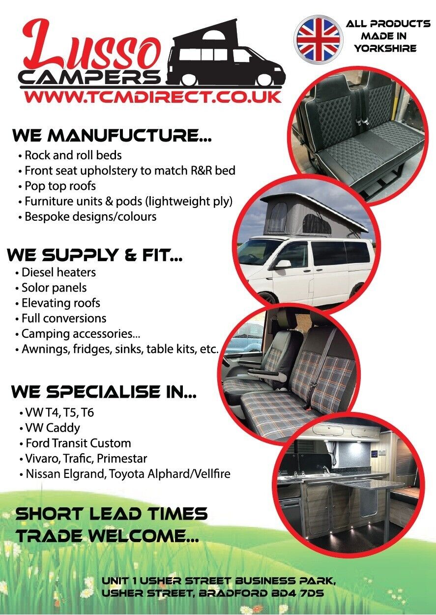 Standard 3/4 4PC Rock & Roll Bed. VW T5 T6 Custom Vivaro Trafic Campervan (DDW) - Image 24