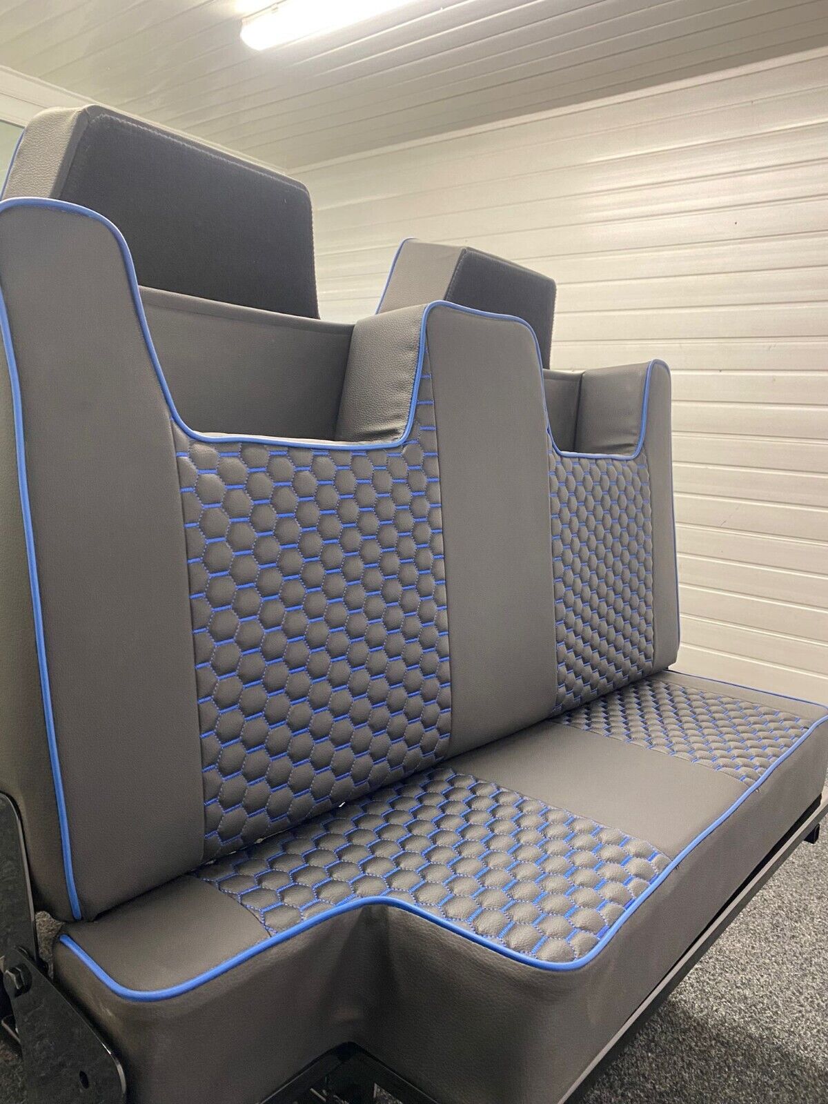 3/4 4PC Rock & Roll Bed. VW T4 T5 T6 Custom Vivaro Trafic Campervan (H Blue) - Image 4