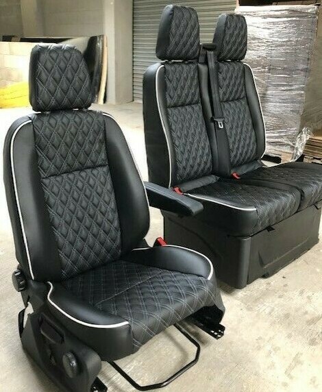 Ford Transit Custom 2+1 Front Seats & Rock Roll Bed Matching Bentley Upholstery - Image 3
