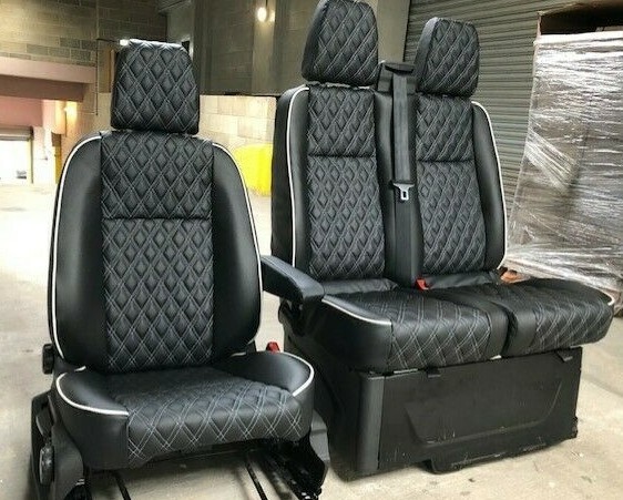 Ford Transit Custom 2+1 Front Seats & Rock Roll Bed Matching Bentley Upholstery - Image 4