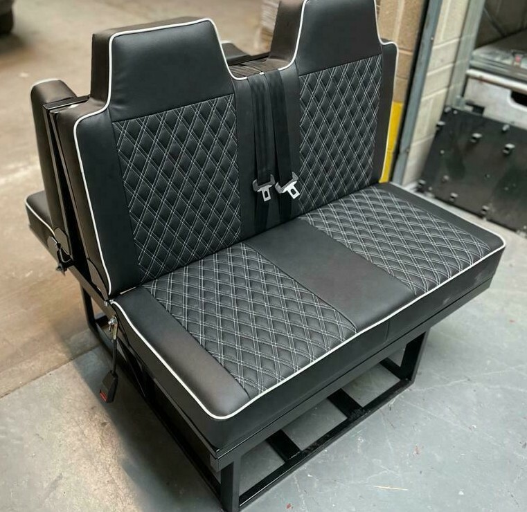 Ford Transit Custom 2+1 Front Seats & Rock Roll Bed Matching Bentley Upholstery - Image 8