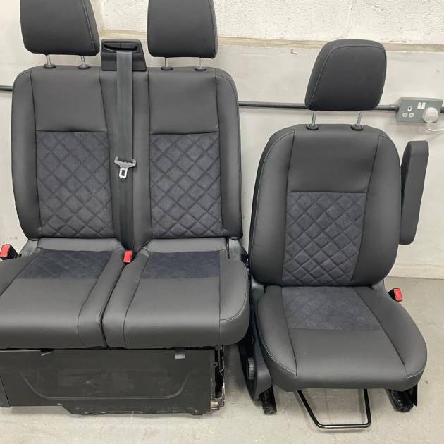 Premium Ford Transit Custom 2+1 Seats Upholstering Service - Alcantara