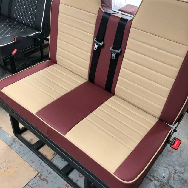 Rock N & Roll Bed VW T4 T5 T6 Transit Vivaro Trafic Seatbelts Gas Strut CREAM