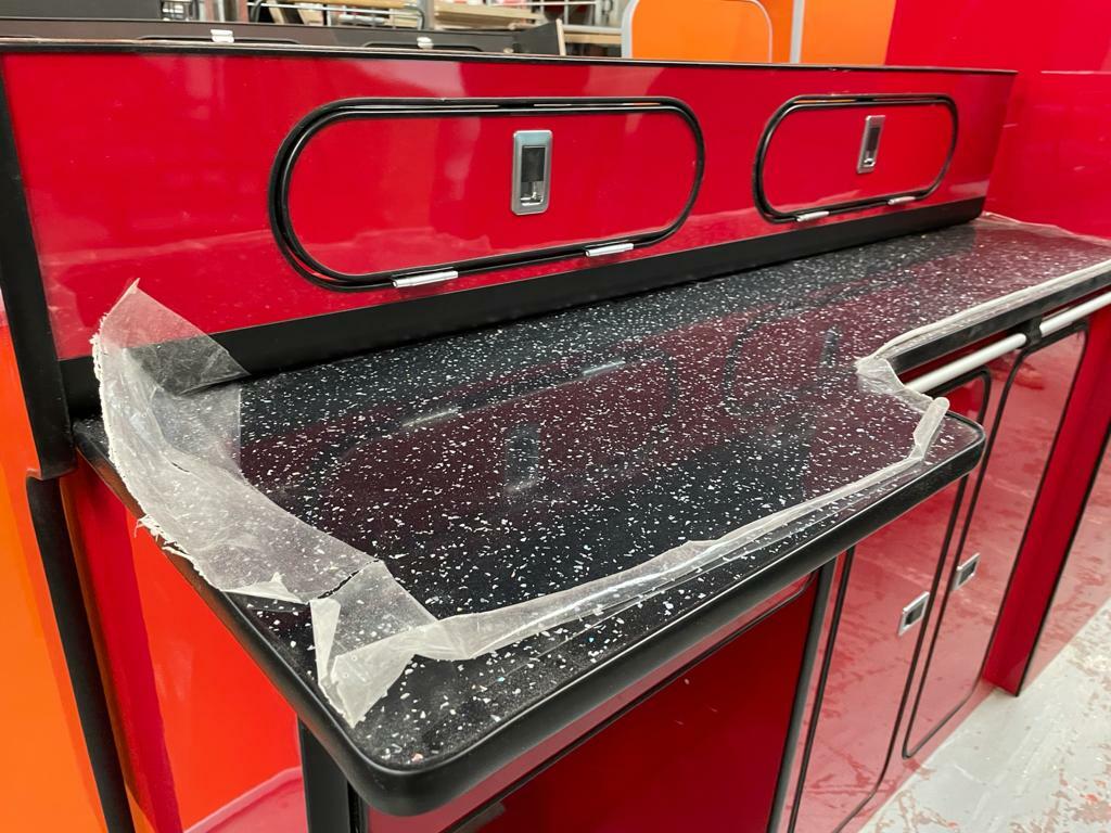 Assembled Transit Custom Vivaro Trafic SWB Gloss RED Furniture Camper Van Units - Image 4