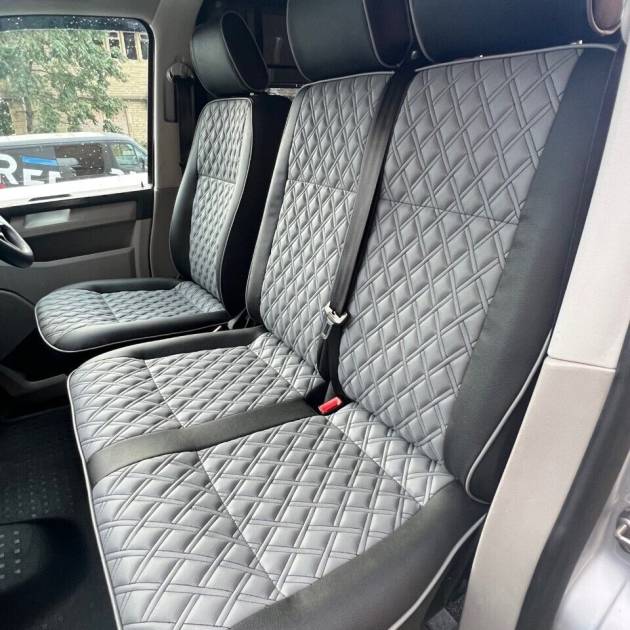 VW T5 T6 Rock and Roll Bed Grey & Black Gas Assist Strut & 2+1 Front Seat Set