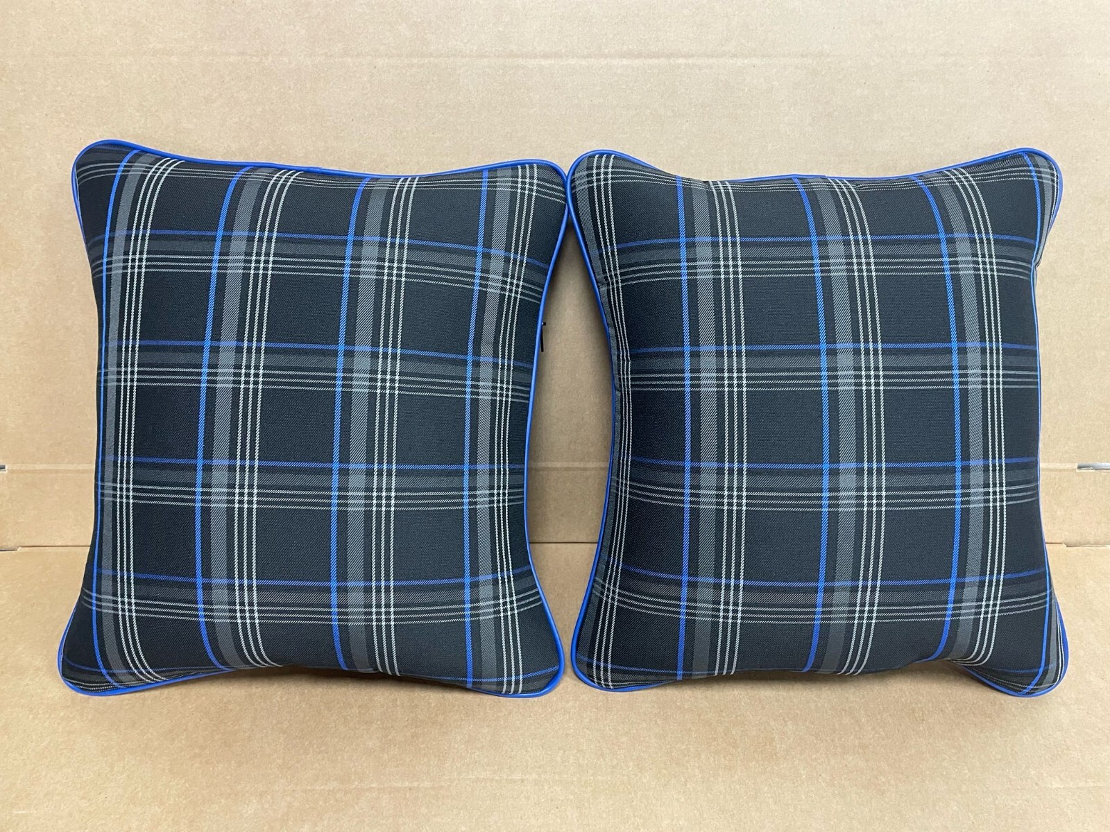 2x Scatter Cushions for Rock & Roll Beds (45cm x 45cm) GTI Tartan Blue - Image 3