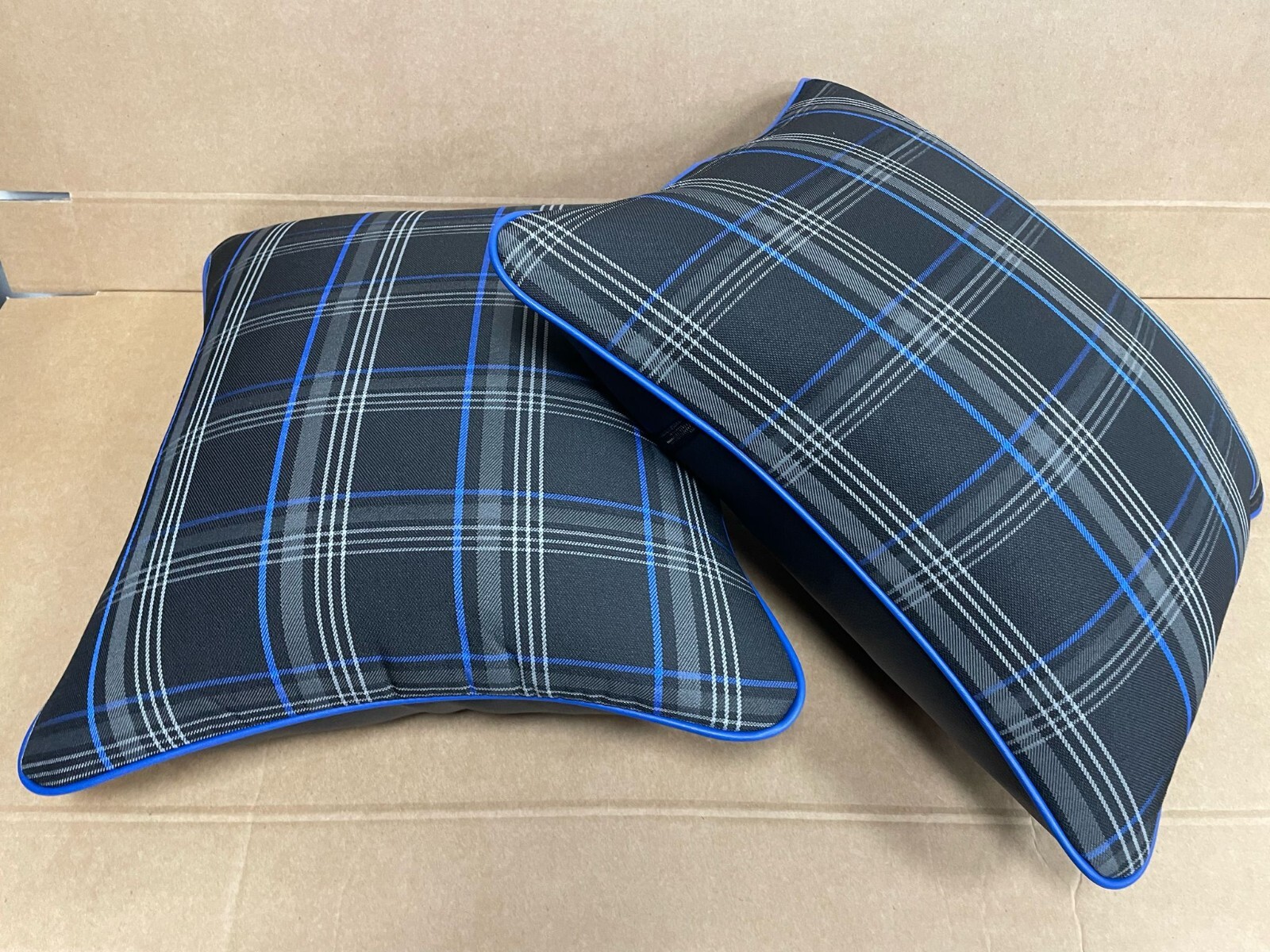 2x Scatter Cushions for Rock & Roll Beds (45cm x 45cm) GTI Tartan Blue - Image 4