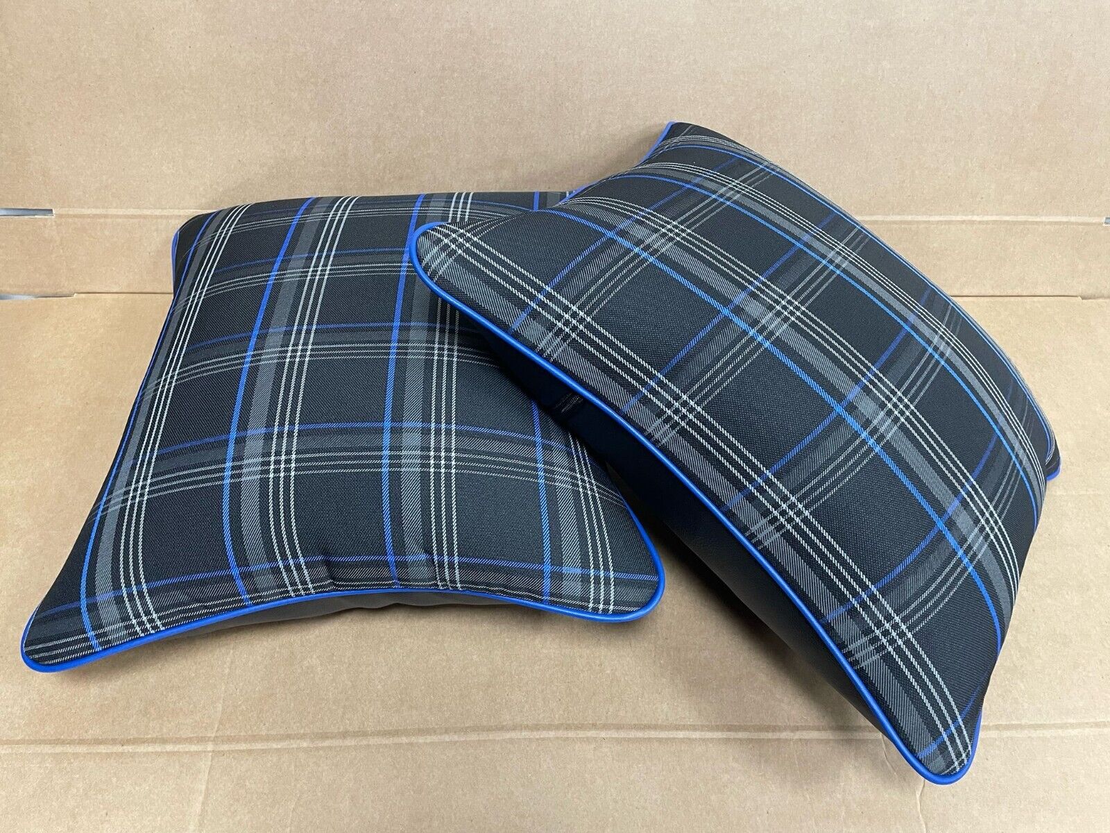 2x Scatter Cushions for Rock & Roll Beds (45cm x 45cm) GTI Tartan Blue