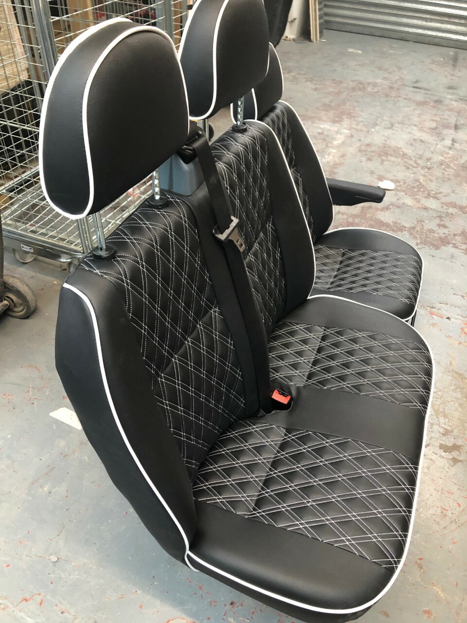 Ford Transit MK 7 2+1 Front Seats & Rock Roll Bed Matching Bentley Upholstery - Image 6