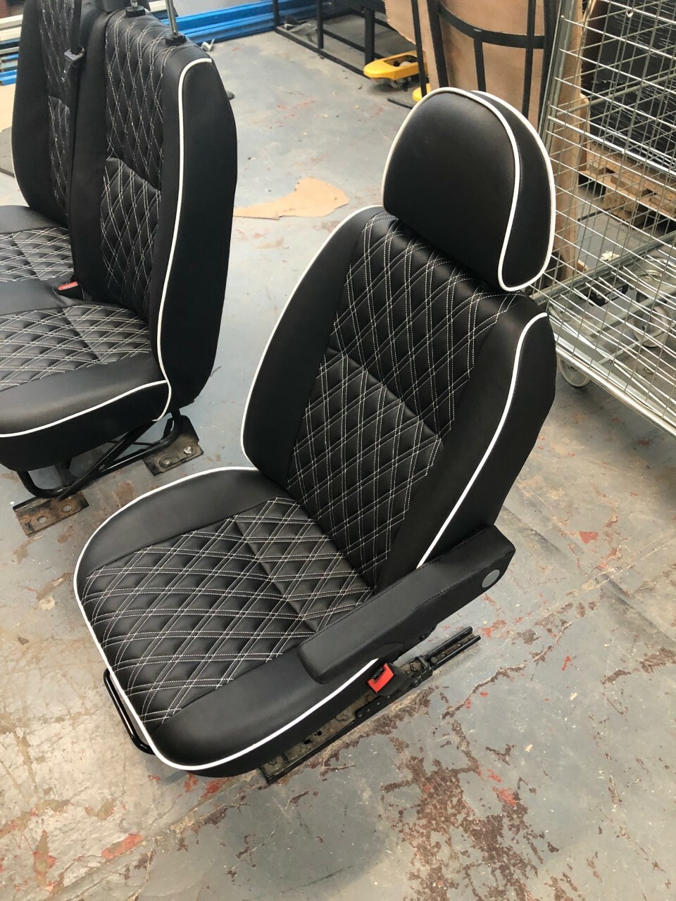 Ford Transit MK 7 2+1 Front Seats & Rock Roll Bed Matching Bentley Upholstery - Image 8