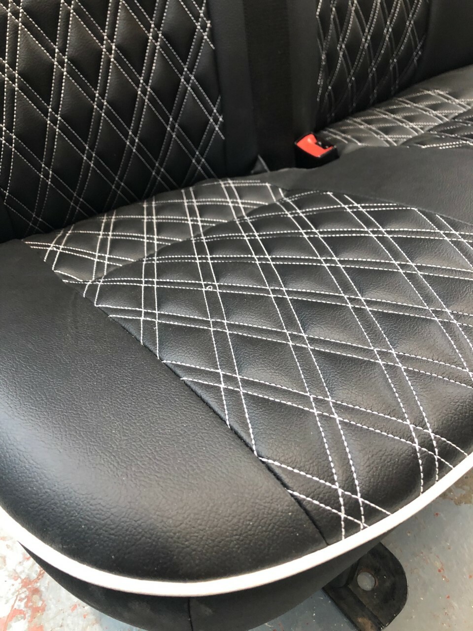 Ford Transit MK 7 2+1 Front Seats & Rock Roll Bed Matching Bentley Upholstery - Image 9