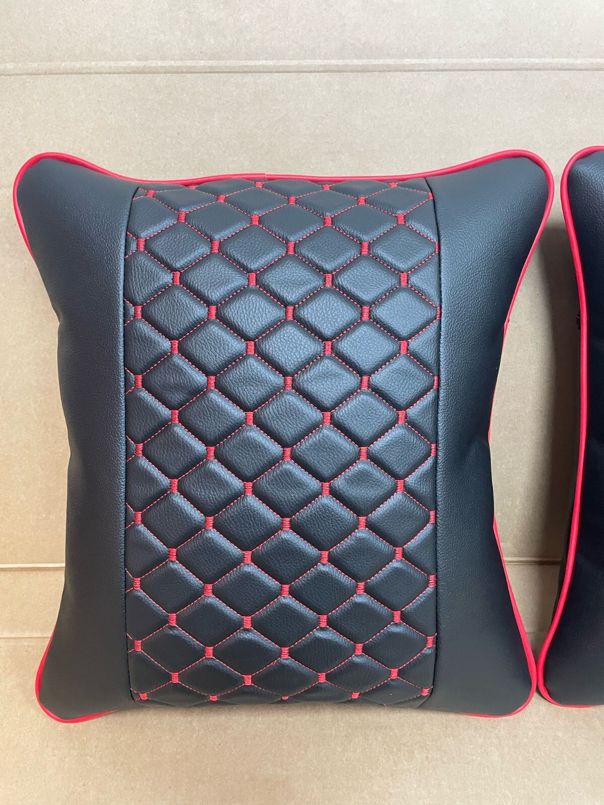 2x Scatter Cushions for Rock & Roll Beds (45cm x 45cm) Single Diamond Red - Image 5