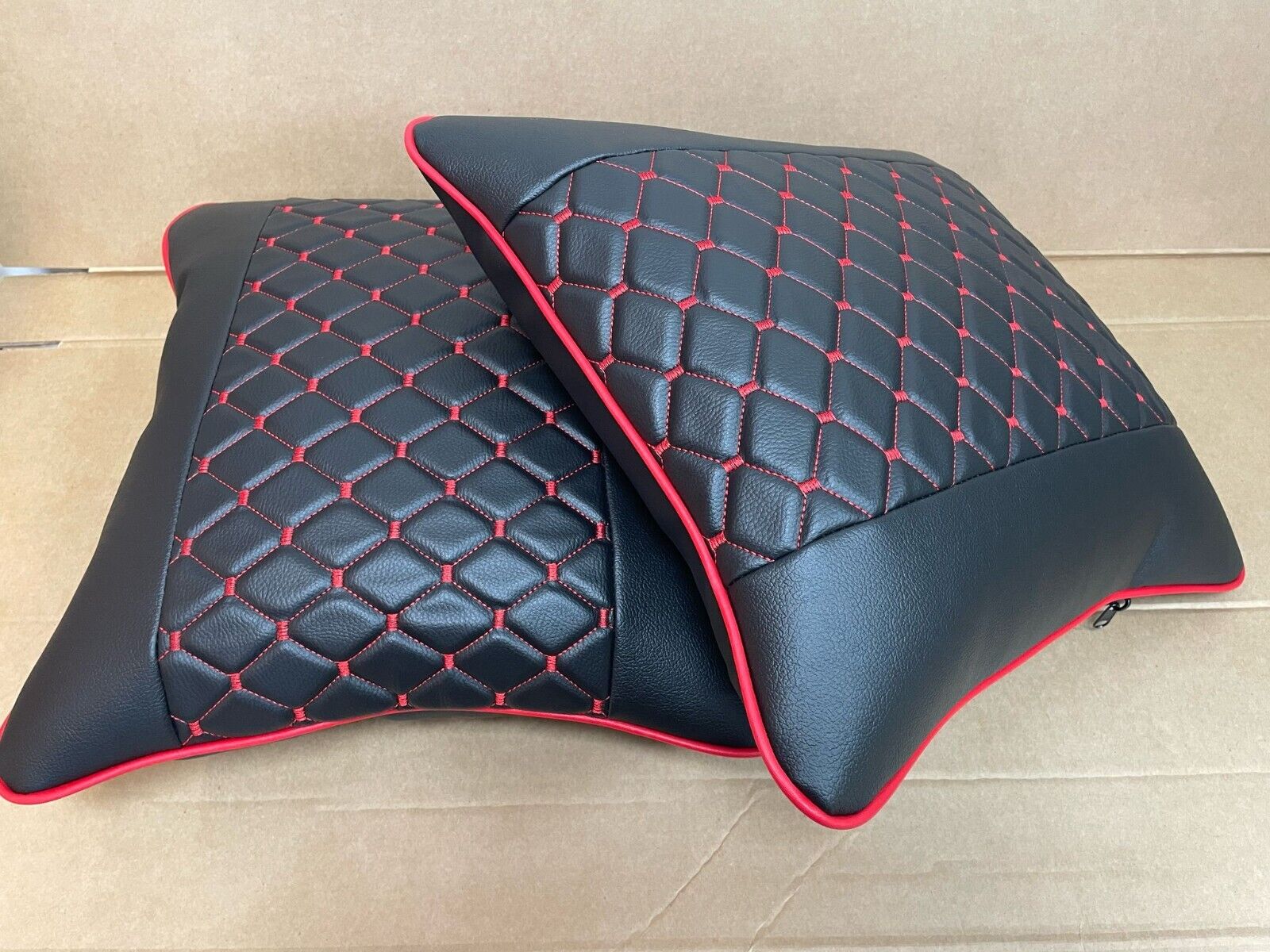2x Scatter Cushions for Rock & Roll Beds (45cm x 45cm) Single Diamond Red