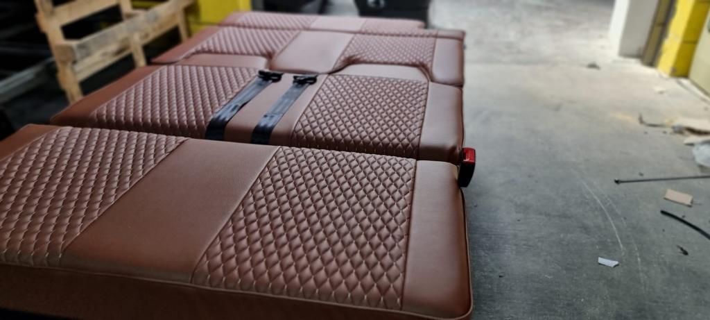3/4 Rock & Roll Bed VW T4 T5 T6 Transit Vivaro Seatbelts Brown Small Diamond - Image 7