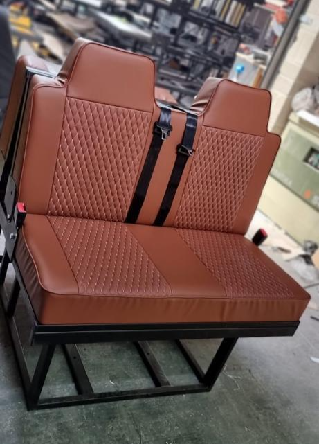 3/4 Rock & Roll Bed VW T4 T5 T6 Transit Vivaro Seatbelts Brown Small Diamond