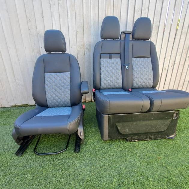 Ford Transit Custom 2+1 Matching Front Seats UPHOLSTERY EXCHANGE Twin Stitch