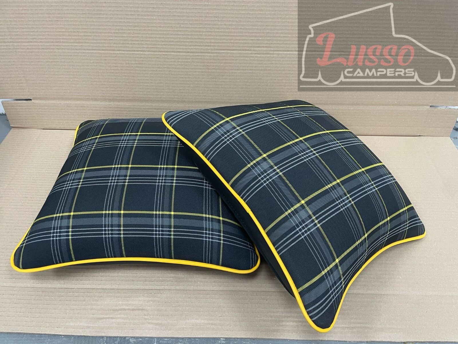 2x Scatter Cushions for Rock & Roll Beds (45cm x 45cm) GTI Tartan Yellow - Image 4