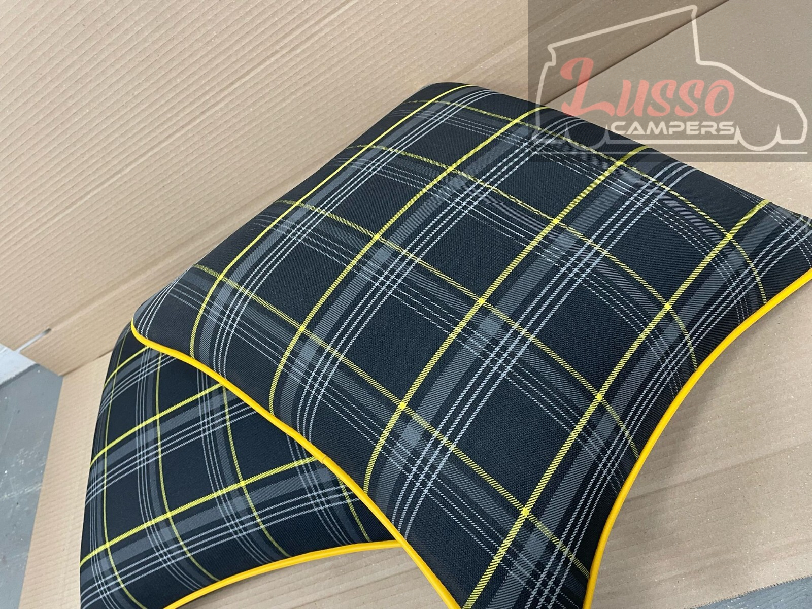 2x Scatter Cushions for Rock & Roll Beds (45cm x 45cm) GTI Tartan Yellow - Image 6
