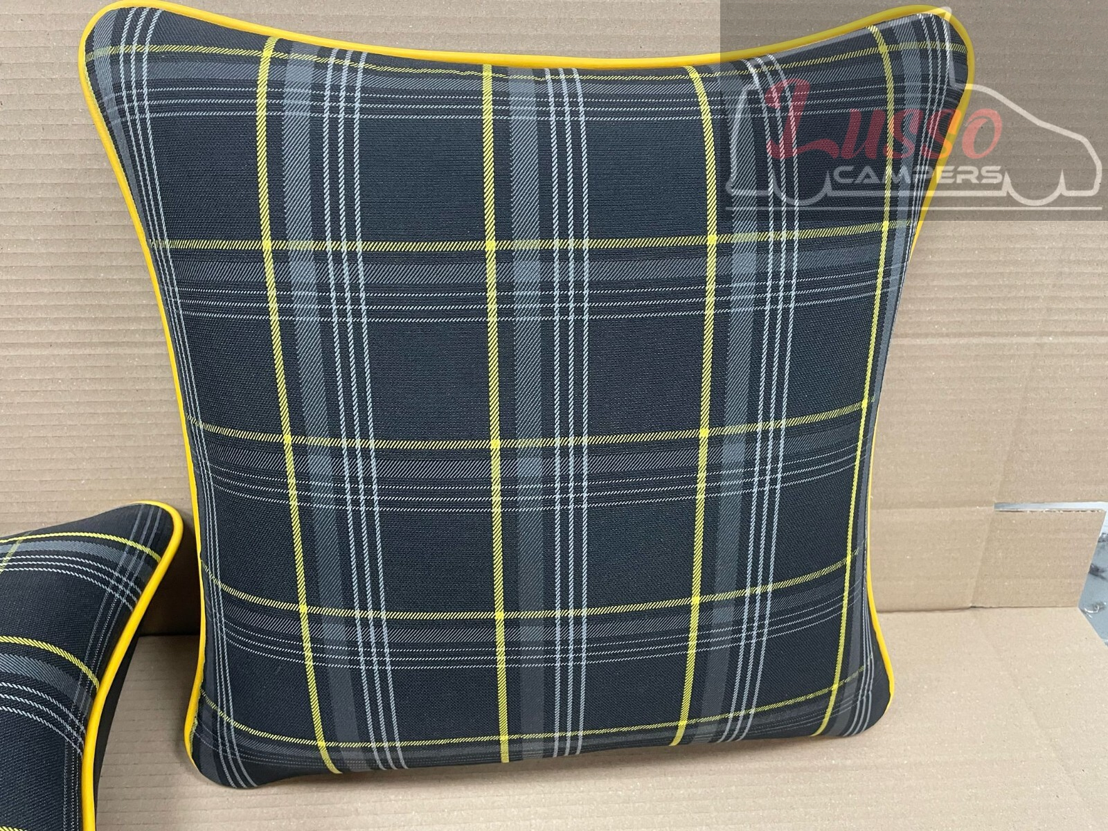 2x Scatter Cushions for Rock & Roll Beds (45cm x 45cm) GTI Tartan Yellow - Image 7