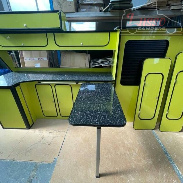 GLOSS LIME GREEN T5 T6 VW Transporter LWB Kitchen Furniture For Camper Van