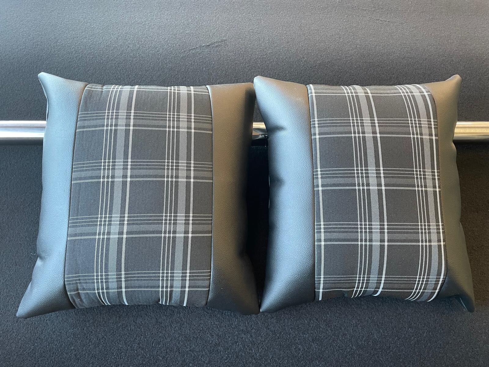 2x Scatter Cushions for Rock & Roll Beds (45cm x 45cm) GTI Tartan Grey - Image 11