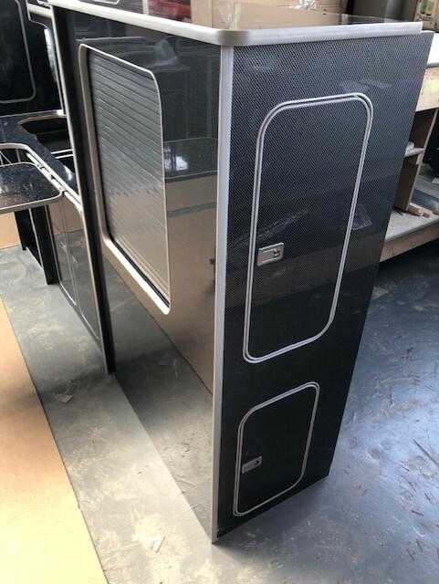 Assembled Custom Vivaro Trafic SWB GLOSS CARBON FIBRE Furniture Camper Van Units - Image 11
