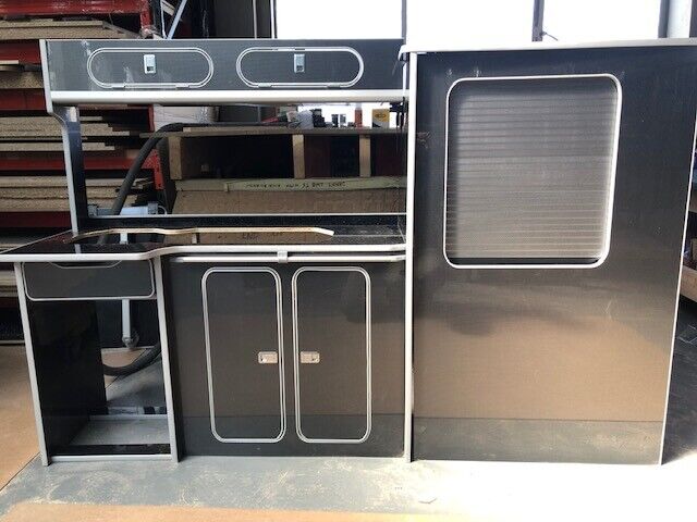 Assembled Custom Vivaro Trafic SWB GLOSS CARBON FIBRE Furniture Camper Van Units