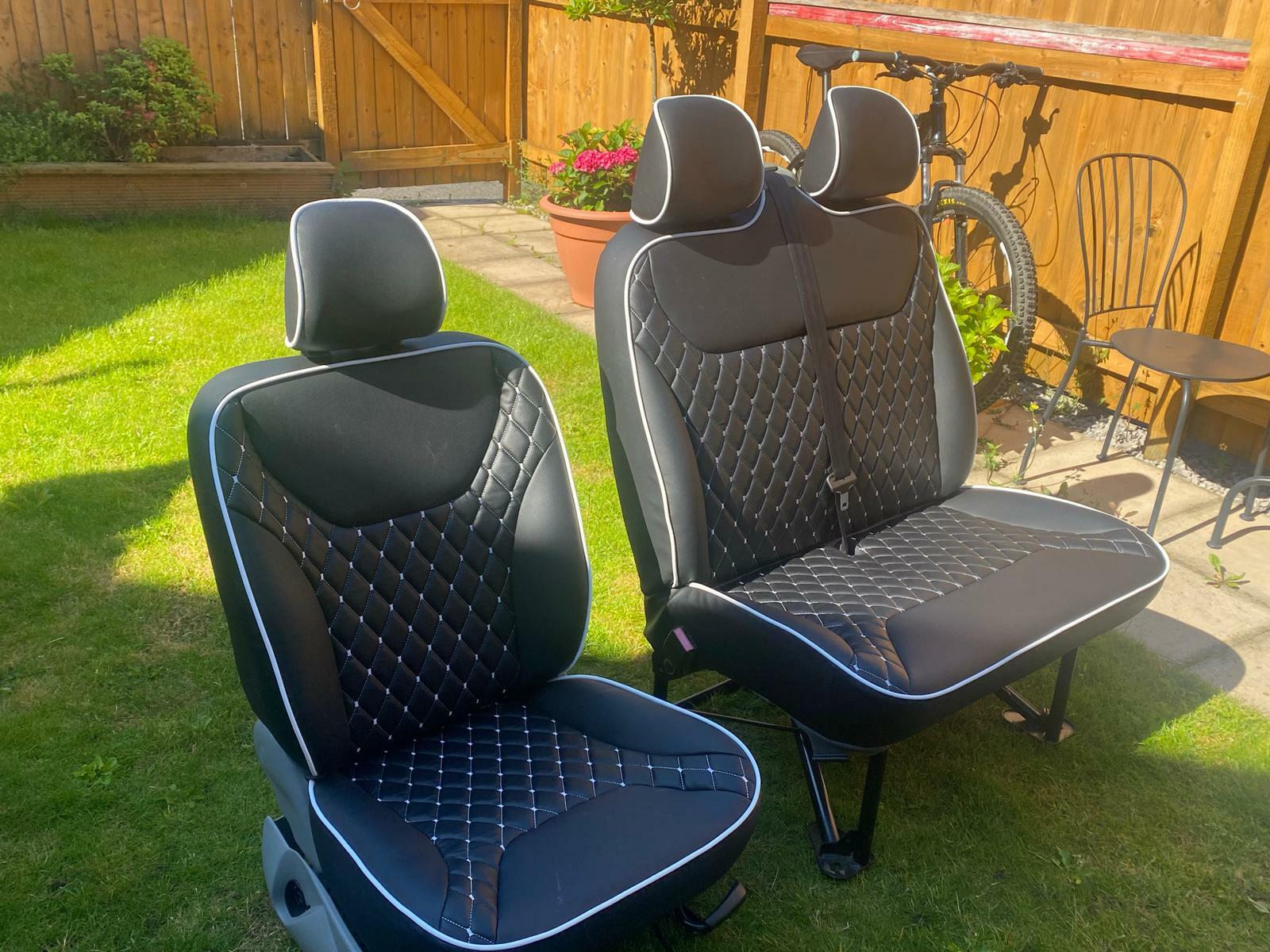 Premium Vauxhall Vivaro Trafic Fully Upholstered 2+1 Matching Front Seats Piping - Image 3