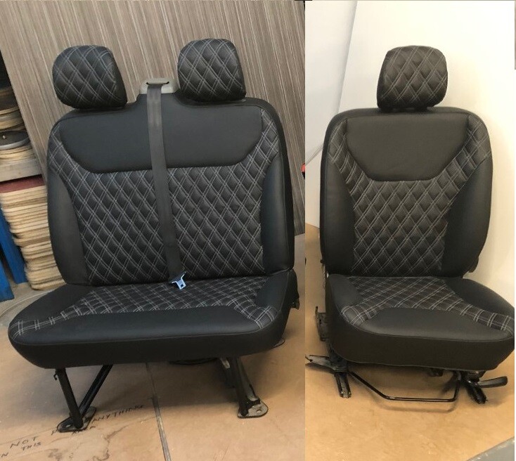 Premium Vauxhall Vivaro Trafic Fully Upholstered 2+1 Matching Front Seats Piping - Image 4