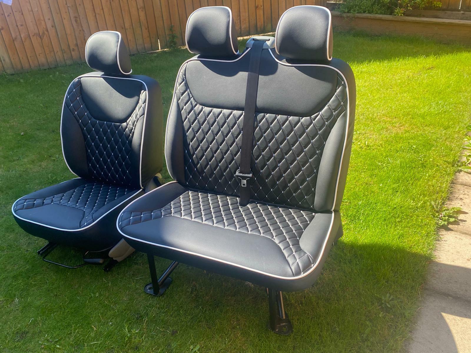 Premium Vauxhall Vivaro Trafic Fully Upholstered 2+1 Matching Front Seats Piping
