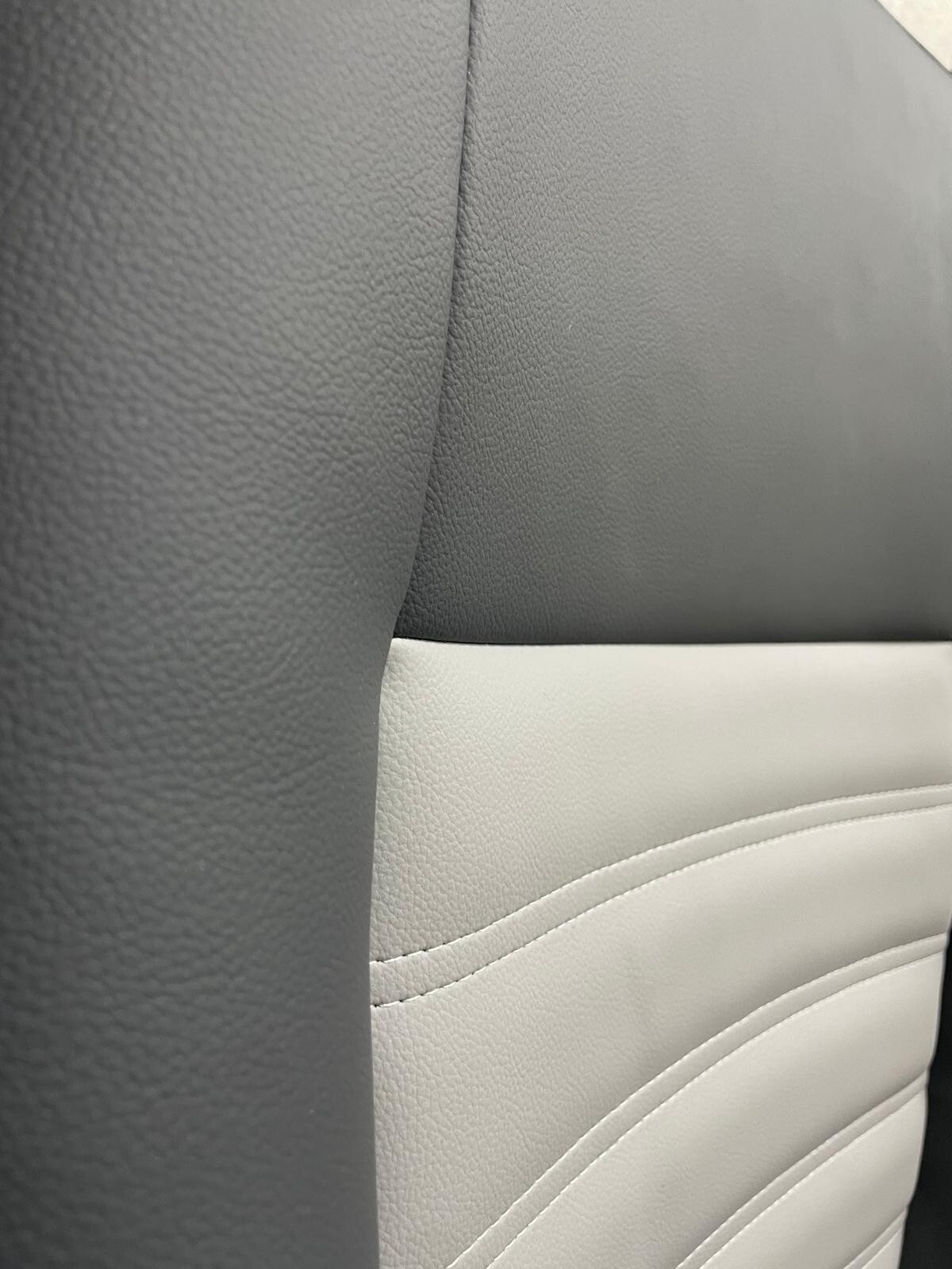VW T5 T6, Vivaro, Custom Trafic. New 2+1 Front Seat Upholstering - Light Grey - Image 12