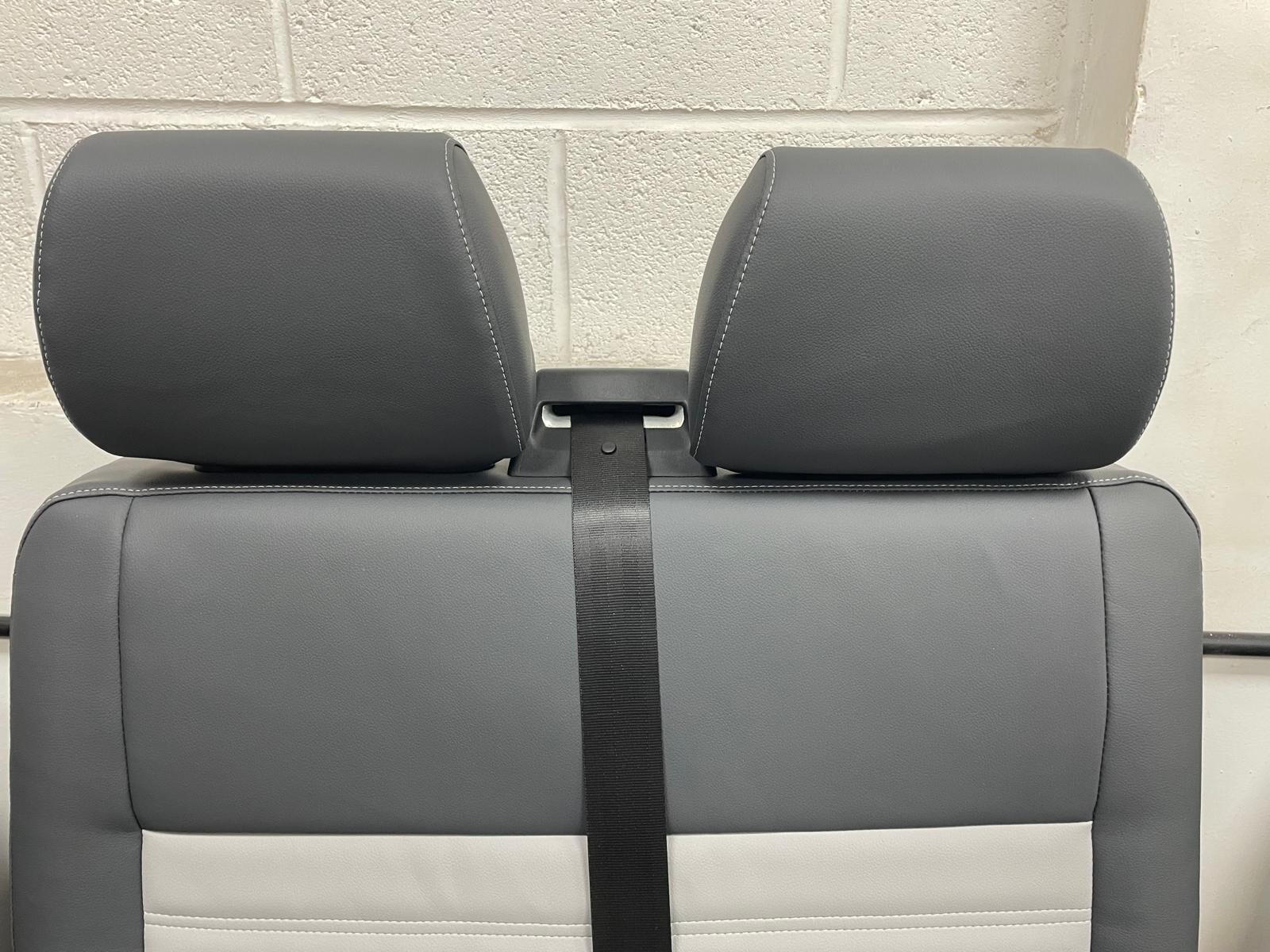 VW T5 T6, Vivaro, Custom Trafic. New 2+1 Front Seat Upholstering - Light Grey - Image 19