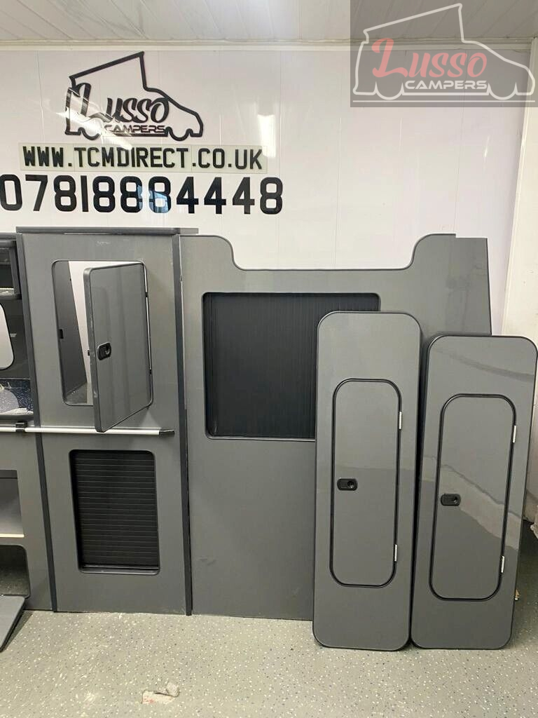 VW T5/T6 Transporter LWB kitchen furniture campervan motorhome Gloss Grey - Image 4