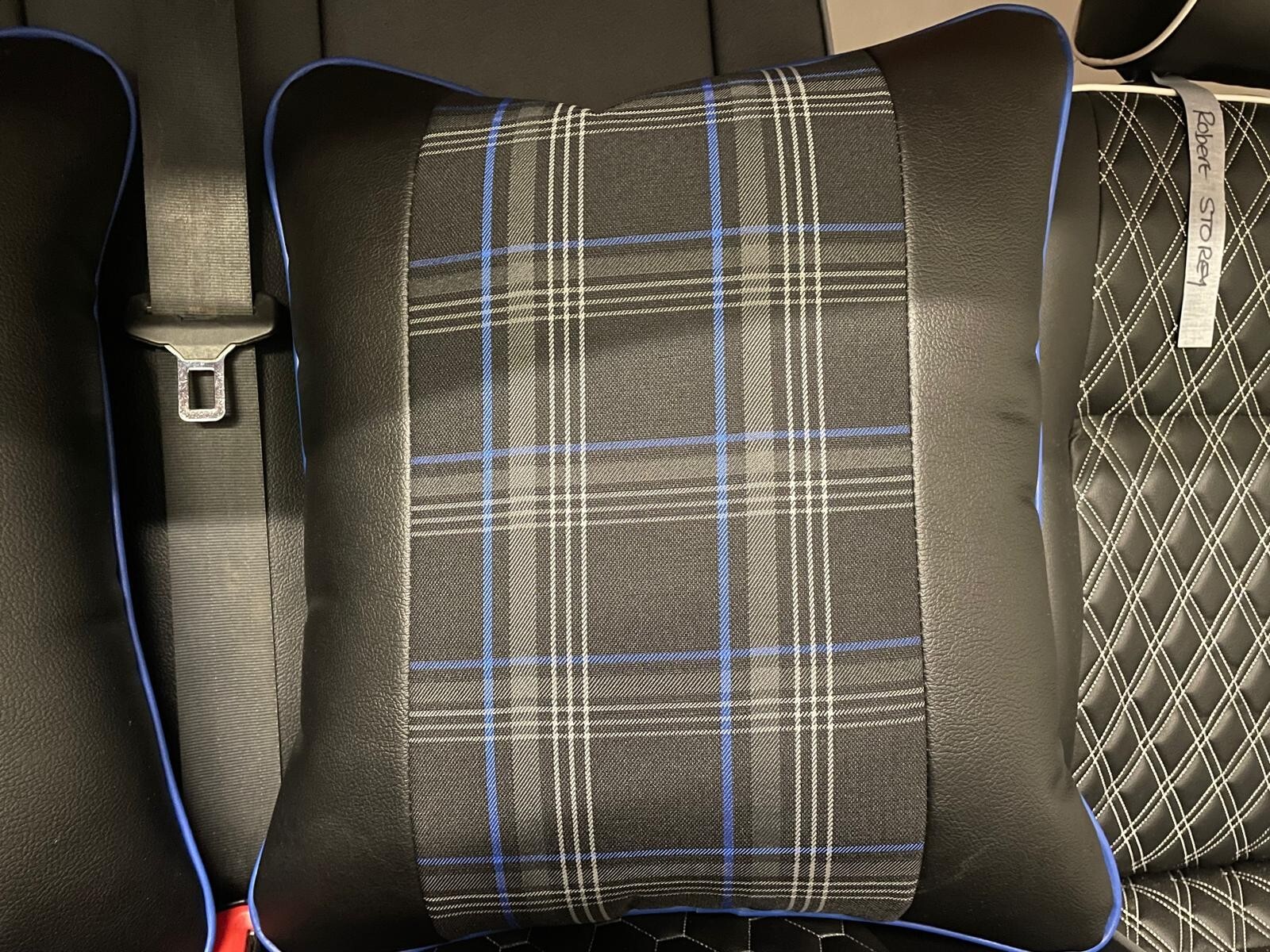 2x Scatter Cushions for Rock & Roll Beds (45cm x 45cm) GTI Tartan Blue - Image 3