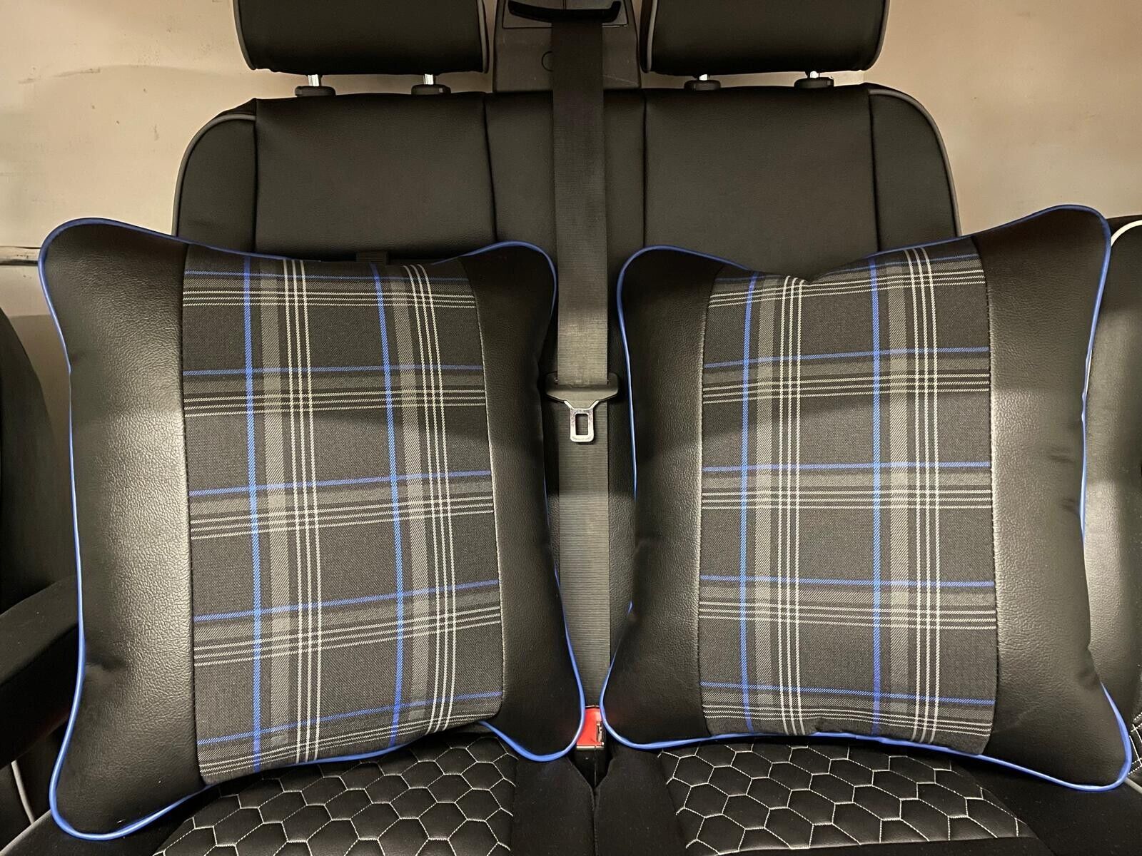 2x Scatter Cushions for Rock & Roll Beds (45cm x 45cm) GTI Tartan Blue