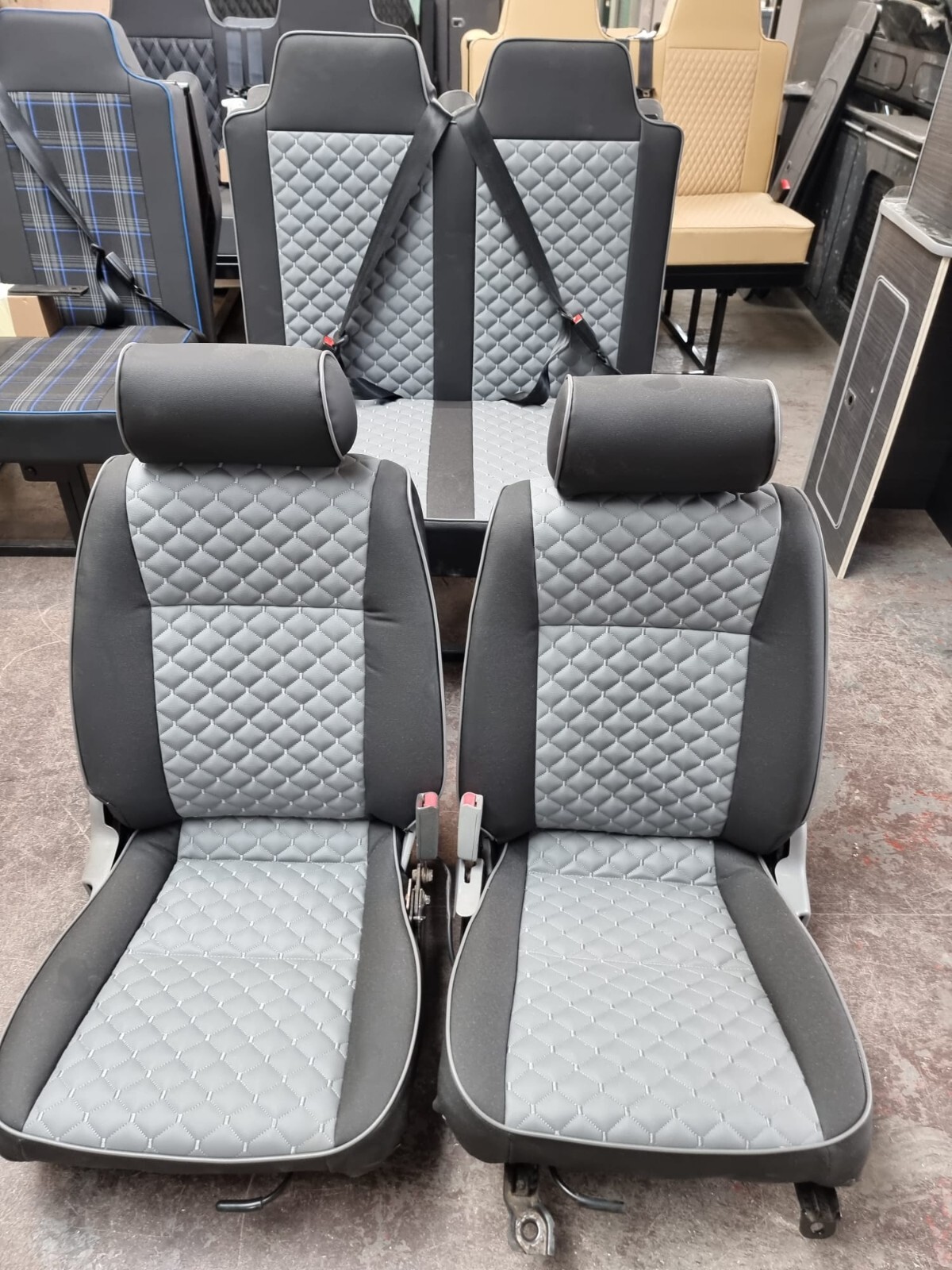 Mazda Bongo/Ford Freda Front & Back Rock & Roller Bed Seats Grey Single Diamond! - Image 3