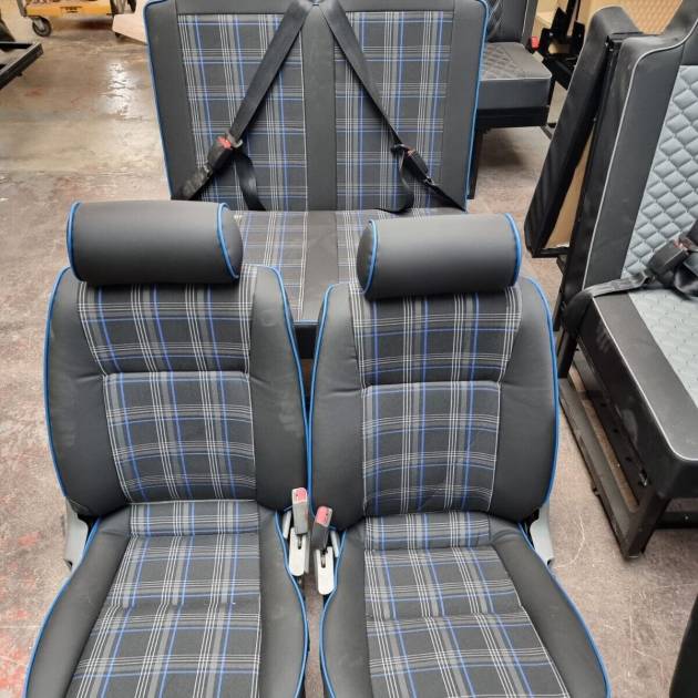Mazda Bongo/Ford Freda Front Seats & Back Rock & Roller Bed Seats Blue Tartan!!