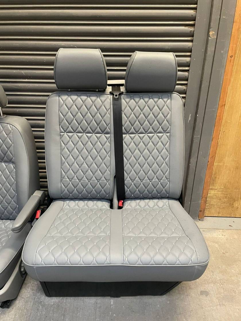 VW T5 T6 2 1 Seats Upholstering Service Grey Large Diamond Lusso Campers vw-t5-t6-2-1-seats-upholstering-service-grey-large-diamond-lusso-campers