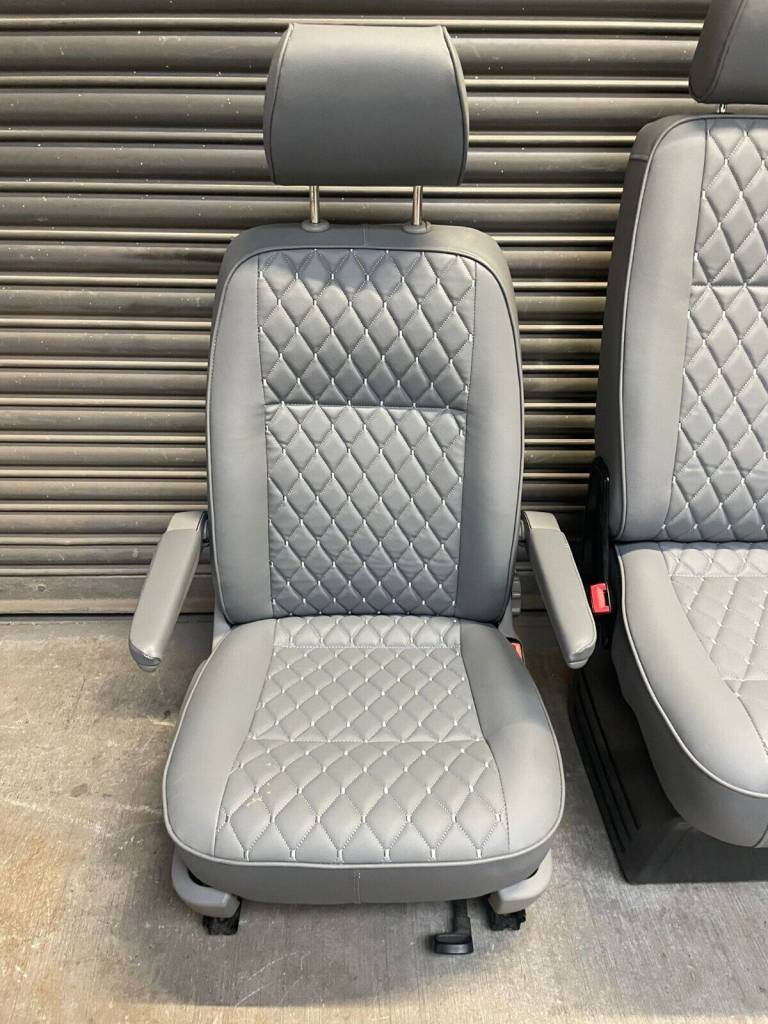 VW T5 T6 2 1 Seats Upholstering Service Grey Large Diamond Lusso Campers vw-t5-t6-2-1-seats-upholstering-service-grey-large-diamond-lusso-campers
